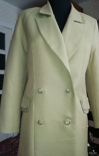 Элегантный женский пиджак из ткани оливкового цвета, на подкладке, размер 44-46, индивидуального пошива по Бурде.