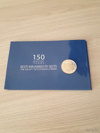 Монета Эстония 2 евро 2022 150 лет эстонскому литературному обществу БЛИСТЕР