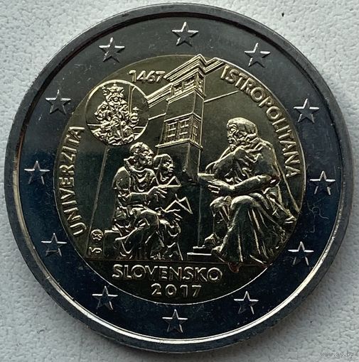 Словакия 2 евро 2017 г. 550-летие Истрополитанского Университета