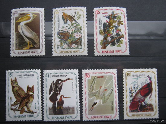 Марки - фауна, птицы, Гаити, 10 шт, большой размер, 1974