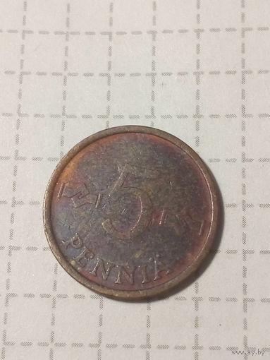 5 пенни Финляндия 1971 год