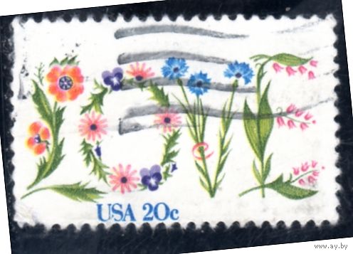 США. Ми-1528. Цветы. Любовь. 1982.