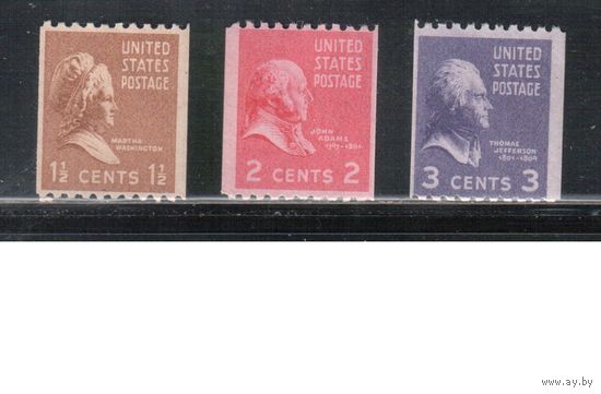 США-1939, (Скотт.849-851), **/*  Стандарт, Президенты,гориз. перф.