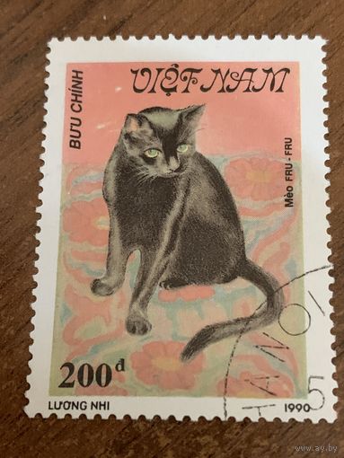 Вьетнам 1990. Породы кошек. Meo Fru-fru. Марка из серии