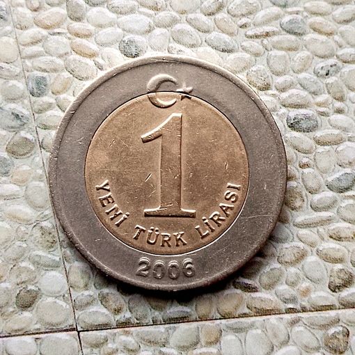 1 новая лира 2006 года Турция. Турецкая республика. Красивая монета!