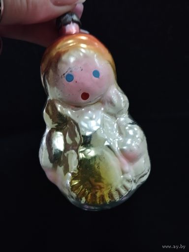 Игрушка ёлочная Красная шапочка, стекло. СССР