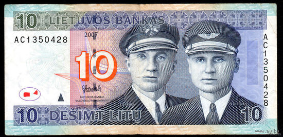ТОРГ! 10 Лит 2007! Серия AC! Литва! ВОЗМОЖЕН ОБМЕН!