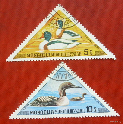 Монголия. Птицы. ( 2 марки ) 1973 года. 8-4.
