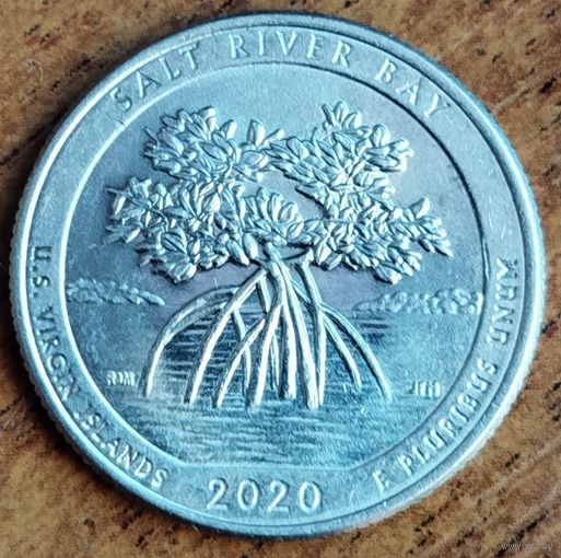 США 25 центов (квотер) 2020 г D. Бухта Соленой реки. Американские Виргинские острова.