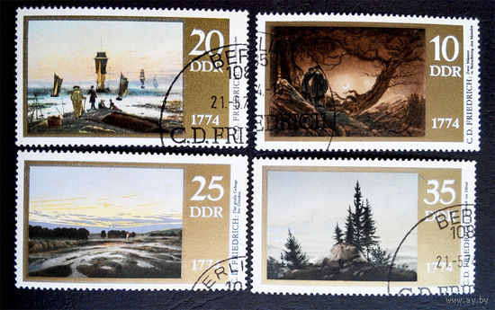 ГДР 1974 г. 200-летие Ф. К.Д. Фридриха. Живопись. Культура. Искусство, полная серия из 4 марок #0023-И1P4