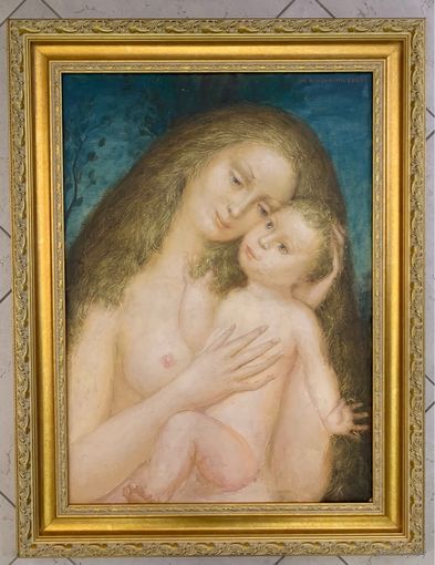 Кузьмич А.В "Моя Мадонна", 1991г. Картон, масло. Размер 68х49 см.