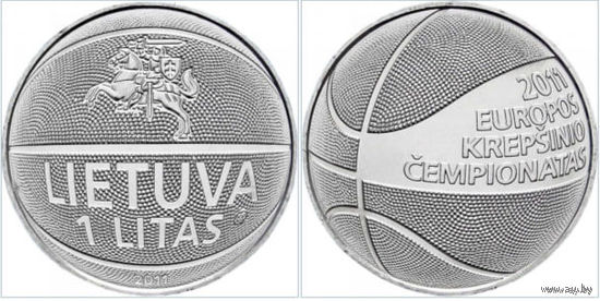 Литва 1 лит 2010 года, UNC. Чемпионат Европы по баскетболу. Пагоня. Предложи свою цену или обмен!