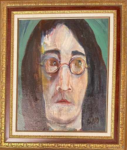 Акулов В.И "Джон Леннон", 1989г. Картон, масло. Размер 57,5х67,5 см.