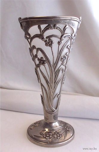 Салфетница Ваза для салфеток с белой вставкой Серебрение 02