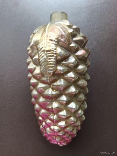 Ёлочная игрушка "ШИШКА КЕДРОВАЯ", стекло, подвес (СССР).