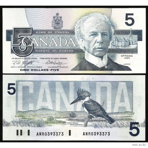 Канада 5 долларов образца 1986 года UNC p95e серия HNA