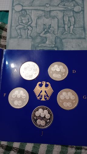 Германия 10 марок 1998 пруф комплект 5 шт.50 лет немецкой марке