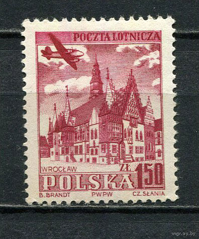 Польша - 1954 - Авиация и архитектура 1,5Zl - [Mi.858] - 1 марка. MNH.  (Лот 52HT)-TG3P15