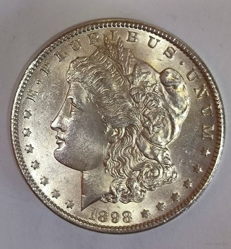 Доллар Морган 1898 США в ярком штемпельном блеске