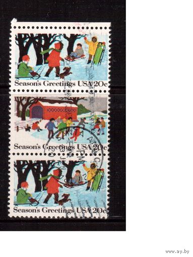 США-1982 (Мих.1607,1609) , гаш., Зимние развлечения