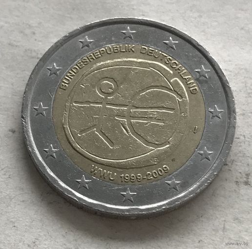 Германия 2 евро 2009 - 10 лет монетарной политики ЕС (EMU) и введения евро (J - Гамбург) (2)