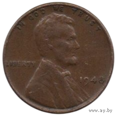 Соединённые Штаты Америки (США). 1 цент 1948. Пшеничный цент.
