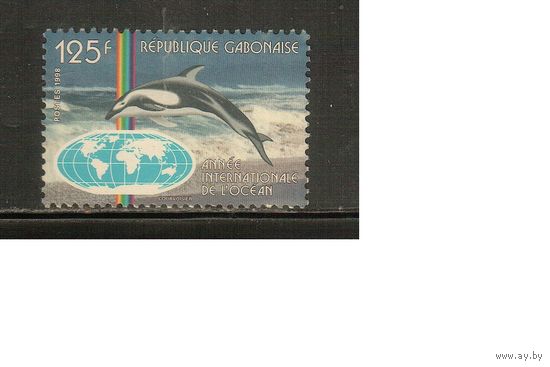Габон-1993(Мих.1429),  ** ,  Морская  Фауна ,Дельфины(одиночка)