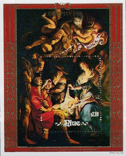 Живопись. Религия. Рождество Ниуе. 1988. 1 блок. **
