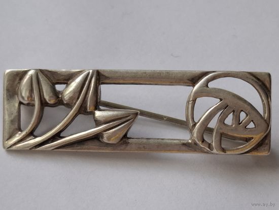 Брошь серебро 925. Клеймо CJL в стиле Rennie Mackintosh. Шотландия