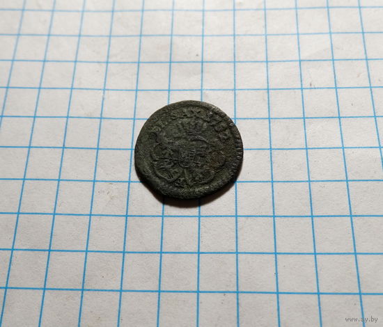 Солид 1752 F перевернута под гербом. Коп. 2043