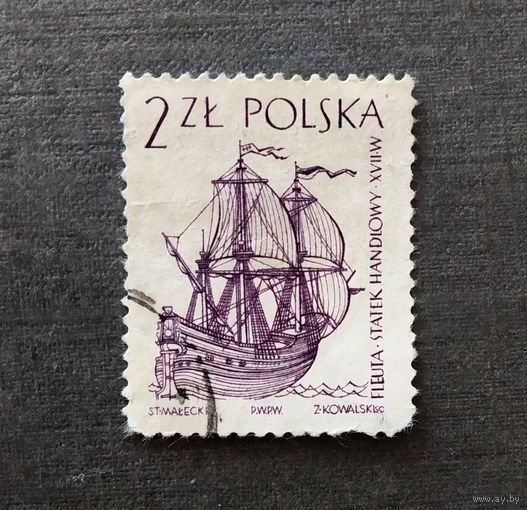 Марка Польша 1964 год Парусник
