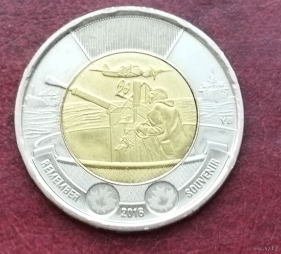 Канада 2 доллара, 2016 75 лет Битве за Атлантику