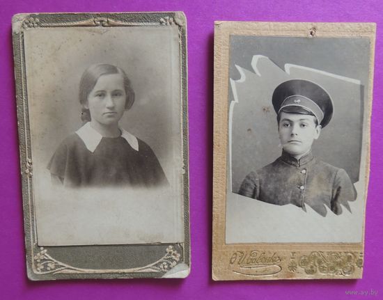 Фото визит-портрет "Гимназист" (Мужская гимназия), "Гимназистка" (Женская гимназия), 1916 г.