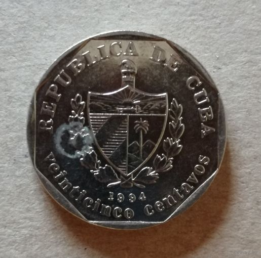 Куба 25 сентаво, 1994 г., KM# 577  ю
