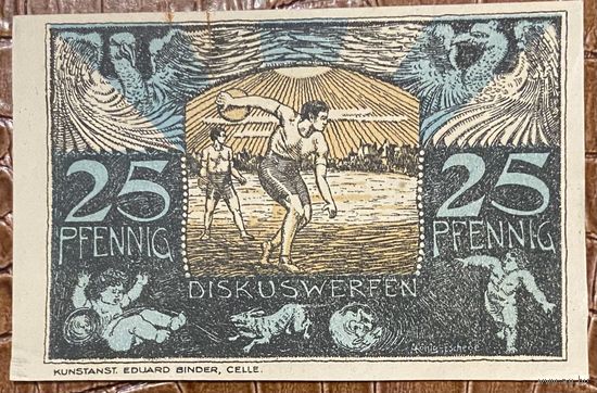 Нотгельд 25 пфеннигов 1921 год. Целле. Веймарская республика