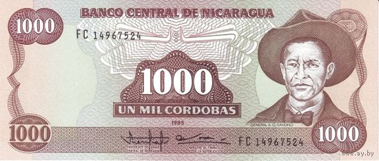 Никарагуа 1000 кордоба образца 1985 года UNC p156b