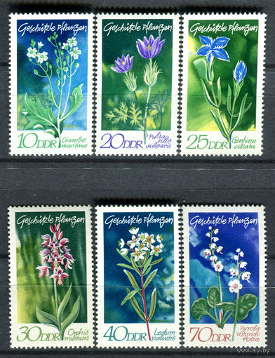 ГДР - 1970г. - Охраняемые растения - 6 марок - полная серия, MNH, 2 марки с маленьким повреждением клея [Mi 1563-1568]. #O-Se-Z-1-33