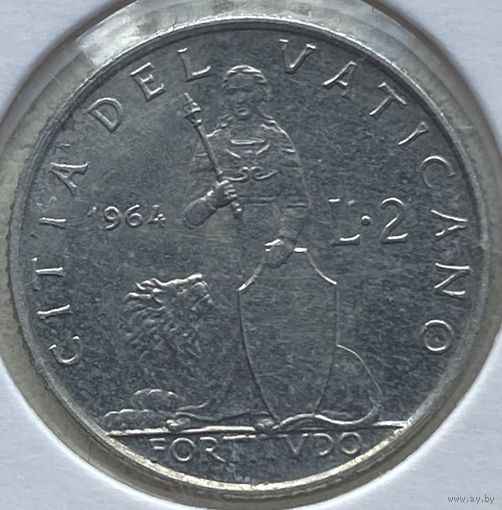 Ватикан 2 лиры 1964 г. В холдере