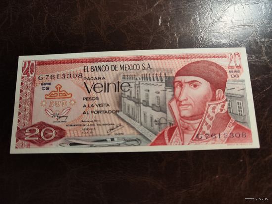 Мексика 20 песо образца 1977 года UNC p64d(3)