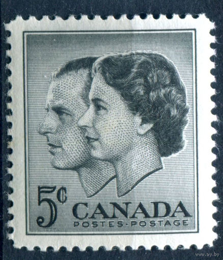 Канада - 1957г. - визит королевской четы - 1 марка - полная серия, MLH [Mi 321]. #3-WK-100-A-2