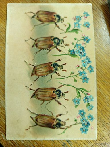 Старая открытка, выпуклая