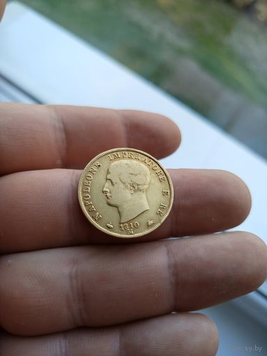 Золотая монета Италия 40 лир 1810 Королевство Наполеона