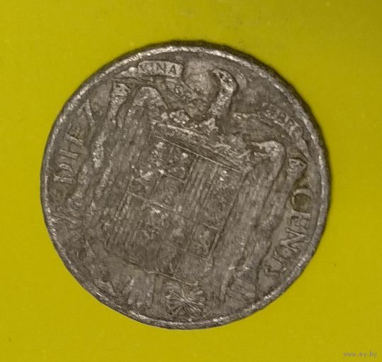 Испания 10 сентим 1953