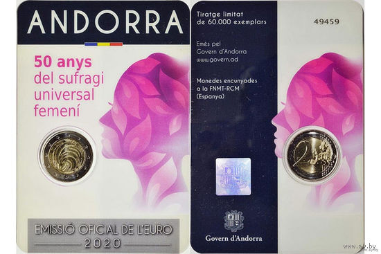 2 евро 2020 Андорра 50 лет всеобщему женскому избирательному праву BU