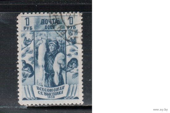 СССР-1939, (Заг.600),  гаш. , Сельхоз. выставка, растр ГР