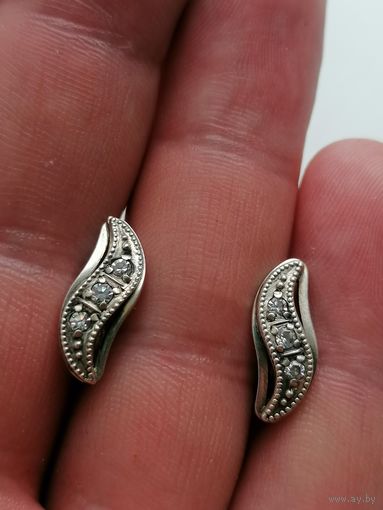 Серьги серебро 875 пробы СССР, голова рабочего