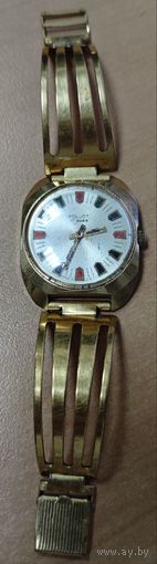 Часы Полет. СССР. Импорт, позолоченные. Позолоченный браслет. На ходу