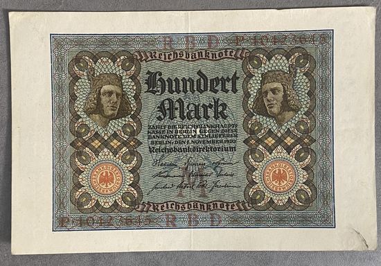 Банкнота 100 марок 1920 год. Веймарская республика.