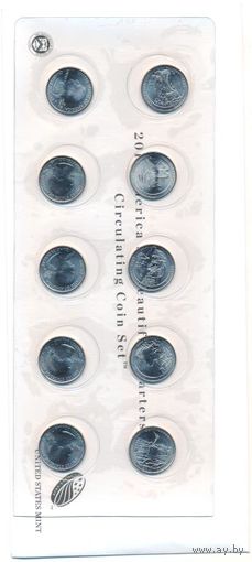 Набор 25 центов 2011 г. Парк=6-11 (10 шт.) Двор Д+Р (заводская пластиковая упаковка) _UNC