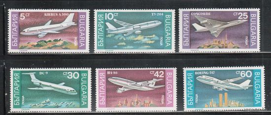 Болгария-1990, (Мих.3858-3863) , ** , Авиация, Самолеты (полная серия)